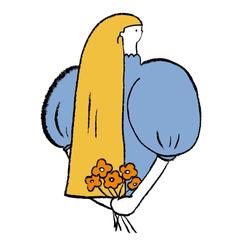 花を持つ　女の子