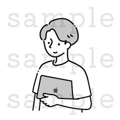 MacBookを持ったビジネスマン