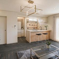 モダンなＬＤＫ（北欧風）の内観パース