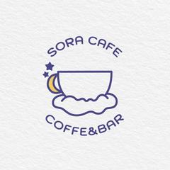 【架空案件】夜カフェロゴデザイン｜SORA CAFE
