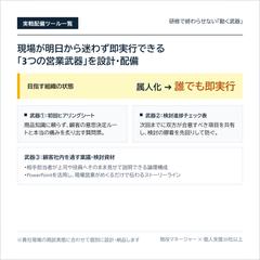 【現場配備ツール】研修で終わらせない「3つの営業武器」