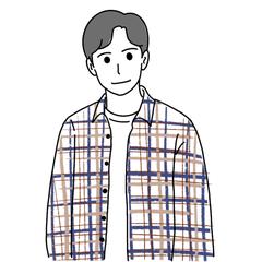 【線画】やさしい表情の人物線画イラスト