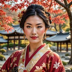  「紅葉の下で – 和装ポートレート」