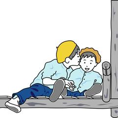 仲の良い幼い兄弟