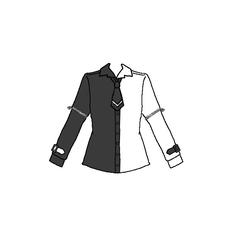 アシンメトリー2Wayネクタイ付きモノトーンシャツ