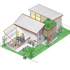 住宅の鳥瞰パース（イラスト）