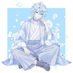 儚げな現代和装の癒し系青年｜SNSアイコン制作