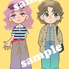 男性と女性のデフォルメイラスト