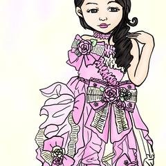 ドレス姿の似顔絵