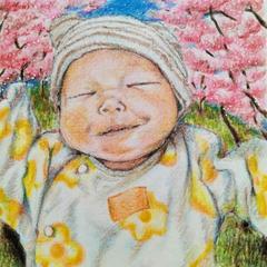 花桃の木の下で