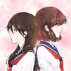 背中合わせの女の子