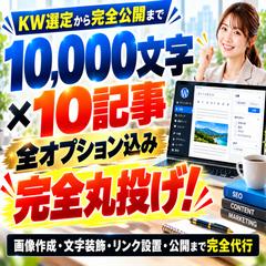フル装備のSEO記事作成！10記事完全入稿【全オプション込】