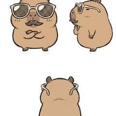 グッズ展開を想定したカピバラのゆるキャラデザイン