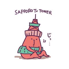 札幌テレビ塔のポストカード用イラスト