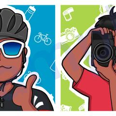 SNS用アイコン（ロードバイク、カメラを持った男性）