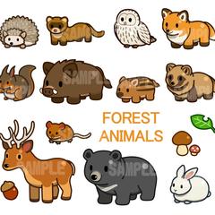 ストックイラスト【森の動物】
