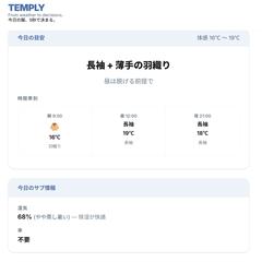 服装予報サービス「TEMPLY」