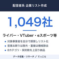 配信者系事業者1,049社の企業リスト作成