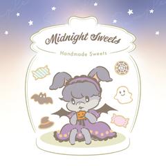 お菓子屋さんのハロウィン用エンブレム風イラスト