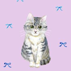 待ち受け（サバトラ・青リボン）