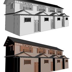 長屋3Dモデル