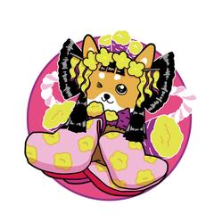 焼き芋と柴犬を合わせたお姫様のキャラクターを制作