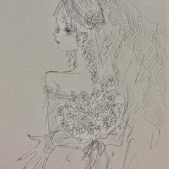 モーニングドレスの女性イラスト