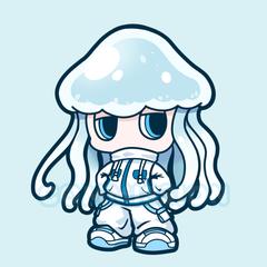 透明感のあるクラゲキャラクター｜配信アイコン制作