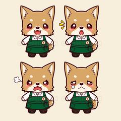 カフェの柴犬キャラクター｜表情4点セット制作サンプル