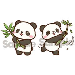 配信アプリ内のミニギフト用イラスト｜笹を振るパンダのイラスト