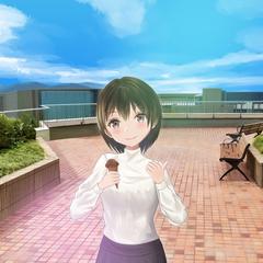 あそこ座って食べない？