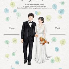 似顔絵付きゲスト参加型結婚証明書