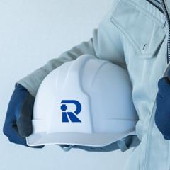 会社のヘルメット等のロゴ