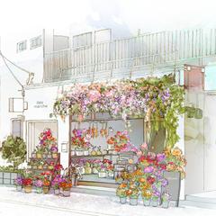 お花屋さんの店舗イラスト