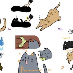 ゆるっとした猫のイラスト（2025.4－5制作）