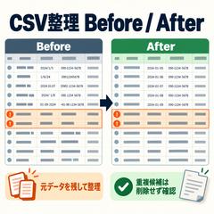 CSV整理 Before/After｜表記ゆれ・重複