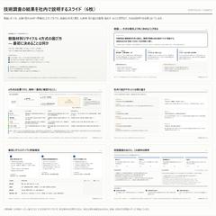 技術調査を社内説明する6枚スライド（サンプル）