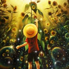油彩画『太陽を見つけた』