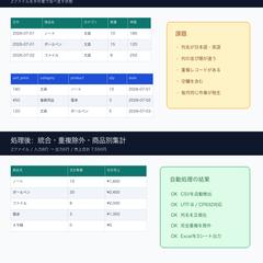 列順が異なる複数CSVの結合・商品別集計