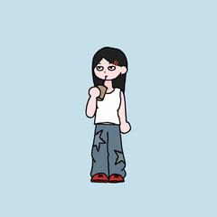 カフェオレを飲む少女