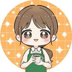 コーヒーショップの店員さん、ゆるかわ似顔絵アイコン