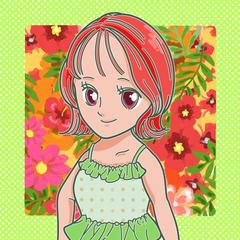 夏らしい女の子イラスト 上半身
