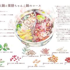 薬膳鍋説明付きランチョンマット用イラスト
