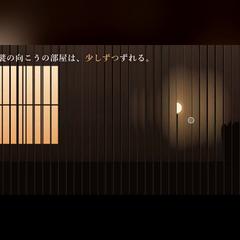 襞ガラス越しに部屋がずれて見える背景（制作見本）