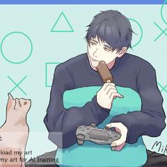オリジナルイラスト「ゲーム男子」