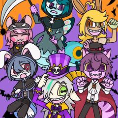 カートゥーン風ハロウィン人外イラスト