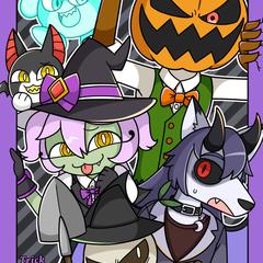 ハロウィンモチーフのカートゥーンイラスト