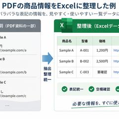 PDFの商品情報をExcelに整理した例