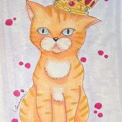 キングにゃんこ(コピック+色鉛筆)