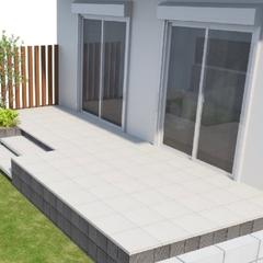 リビングとお庭をゆったりと繋ぐテラスのイメージパース